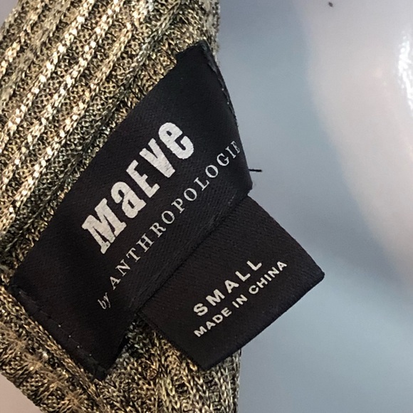 Maeve By Anthropologie Metallic High Neck , Cut Away Arm,Back Tie Shirt,Size Sm - Picture 3 of 13